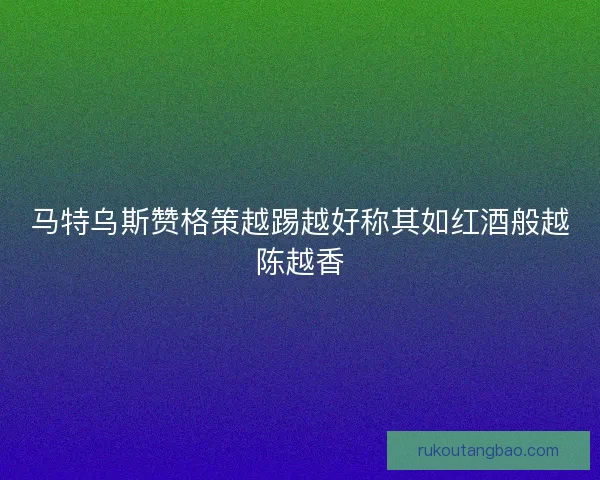 马特乌斯赞格策越踢越好称其如红酒般越陈越香